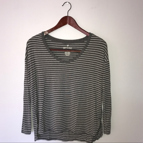 American Eagle Outfitters Tops - AE Soft & Sexy T - Gray and White Stripes